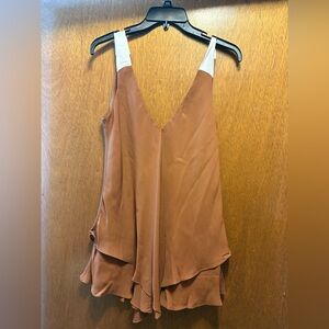 Jay Godfrey Silk Sleeveless Layered Tank Top Brown Size 6 S/M Flowy Blouse READ